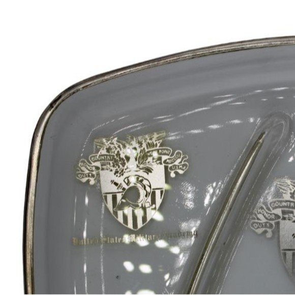 Vintage West Point USMA Divided Glass Relish Dish Souvenir Silver Trim Overlay - Picture 6 of 6